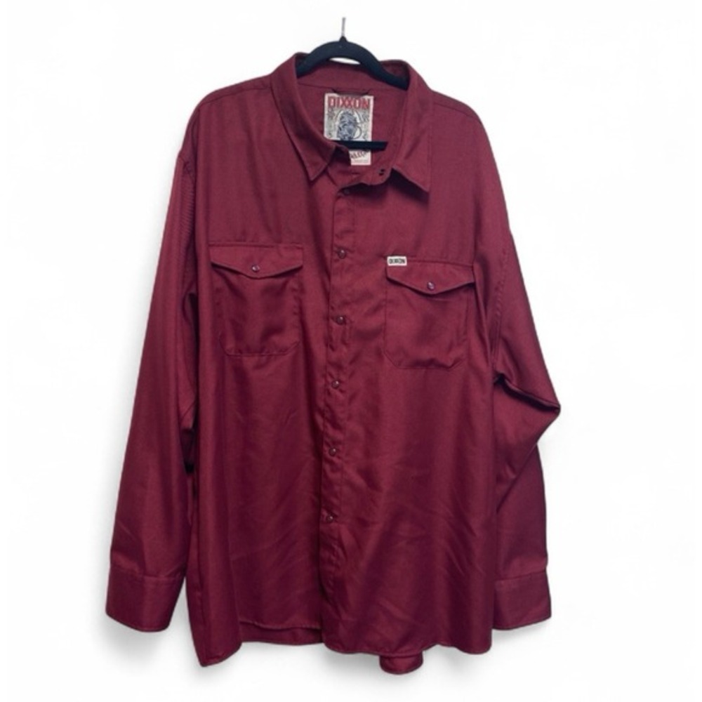 Dixxon Flannel Shirt The Bordeaux Mens 4XL Red Long Sleeve Pearl Snap Solid‎